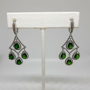Natural Chrome Diopside Chandelier Earrings